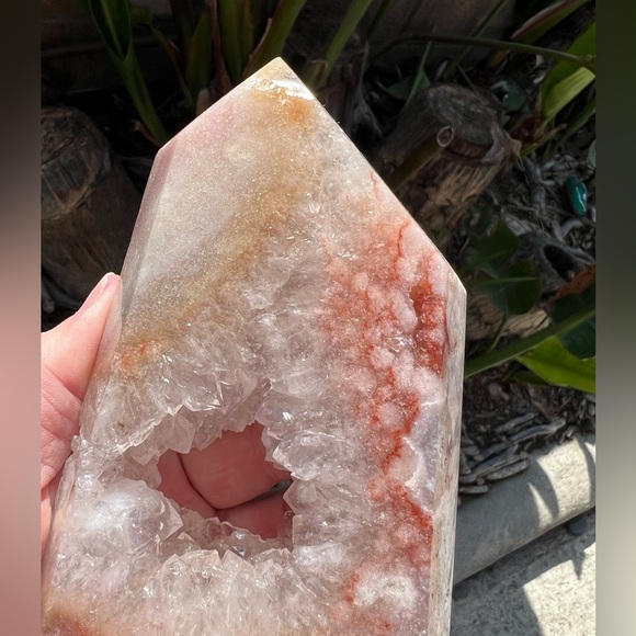 Pink Amethyst Quartz Crystal Druzy Freeform with Portal - Picture 9 of 11